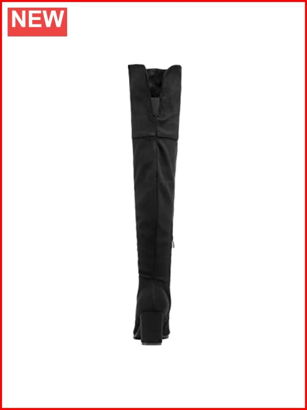 Women's Stretch Faux Suede Thigh High Block Heel Boots Round Toe Pull On